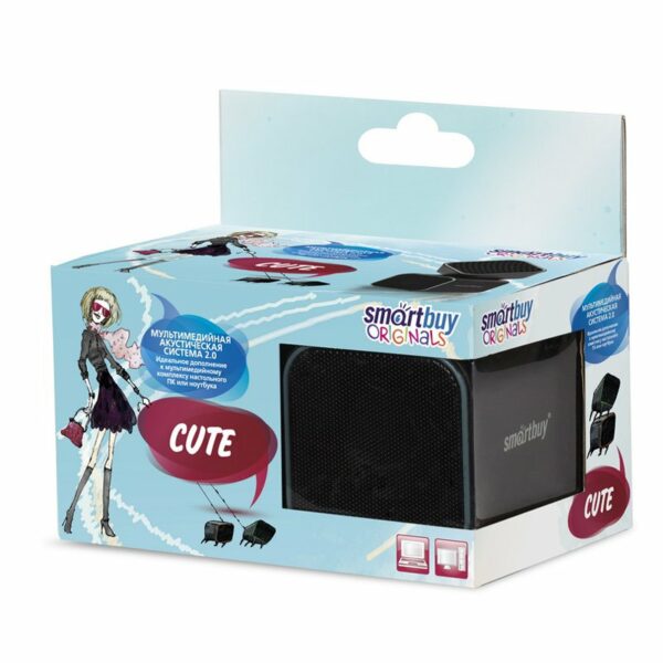 Колонки Smartbuy CUTE, 2*3,W, питание от USB, серый, черный