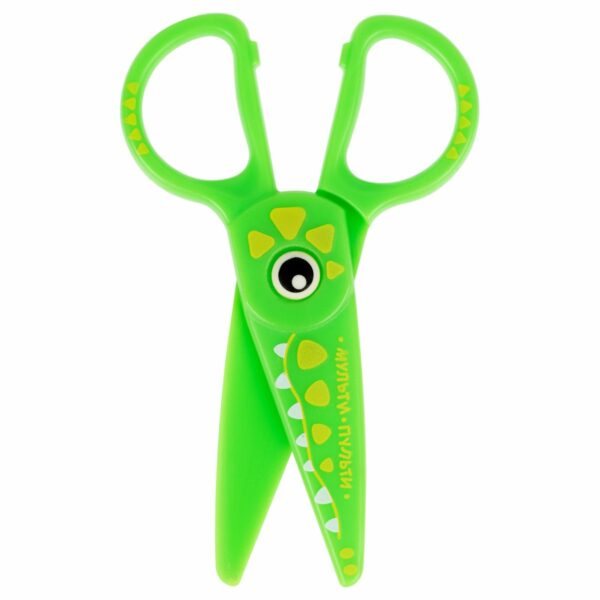 Ножницы детские пластиковые Мульти-Пульти "Приключения Енота, Крокодил" 12см, зеленый, трай-ми кард с европодвесом