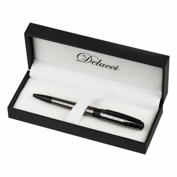 Ручка шариковая Delucci "Marte" синяя, 1,0мм, корпус титан/черный, поворотн., подарочная упаковка