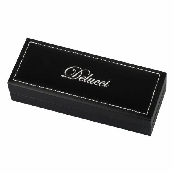 Ручка шариковая Delucci "Intrigo" синяя, 1,0мм, корпус серебро/черный, поворотн., подарочная упаковка