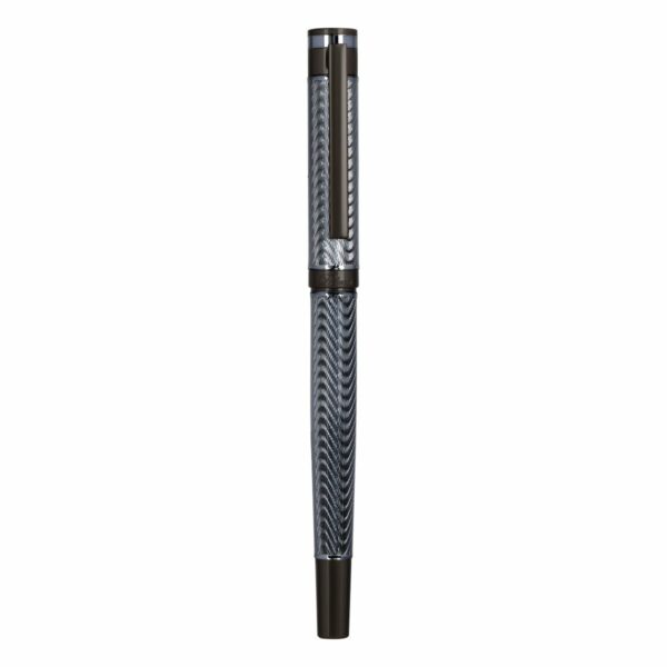 Ручка перьевая Delucci "Stellato" черная, 0,8мм, корпус серебро/хром, подарочный футляр