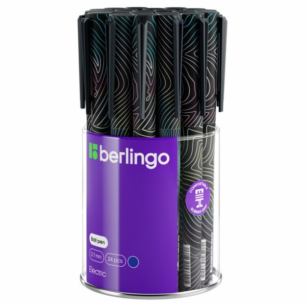Ручка шариковая Berlingo "Electric" синяя, 0,7мм, грип, рисунок на корпусе, soft-touch, ассорти
