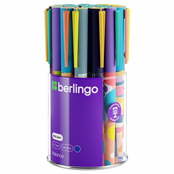 Ручка шариковая Berlingo "Balance" синяя, 0,7мм, грип, рисунок на корпусе, soft-touch, ассорти