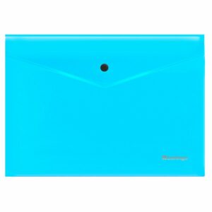 Папка-конверт на кнопке Berlingo "Neon" А4, 200мкм, прозрачная голубой неон