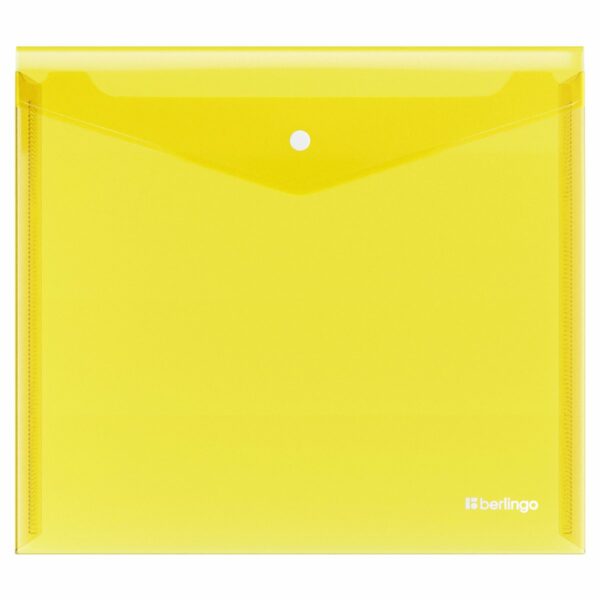 Папка-конверт на кнопке Berlingo "No Secret", А5+, 200мкм, желтая