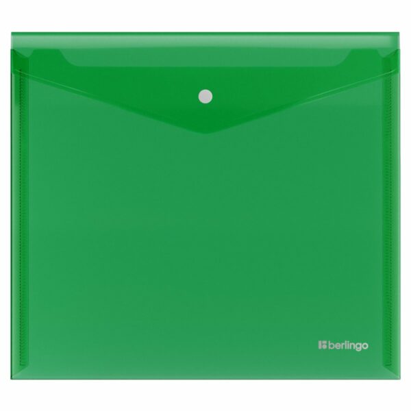 Папка-конверт на кнопке Berlingo "No Secret", А5+, 200мкм, зеленая