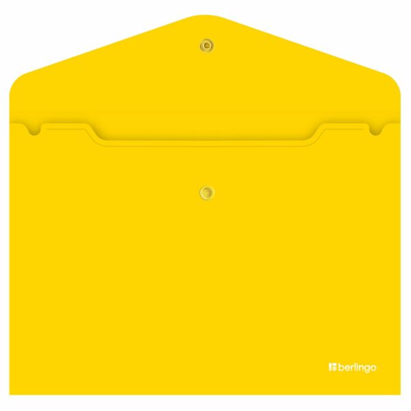 Папка-конверт на кнопке Berlingo "City Style", А4, 200мкм, непрозрачная, желтая