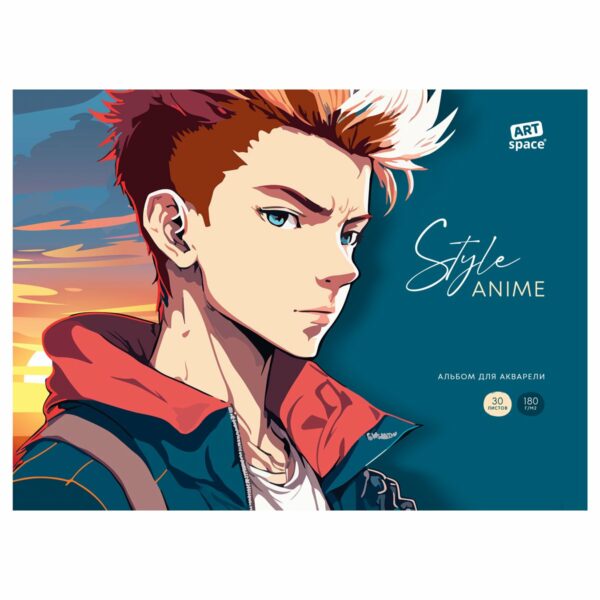 Альбом для акварели, 30л., А4, на склейке ArtSpace "Anime style. Man", 180г/м2