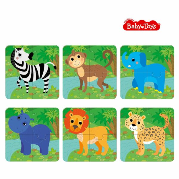 Пазлы MAXI Baby Toys "Собери свою зверюшку. Животные Африки", 24 элемента - 6 картинок по 4 пазла