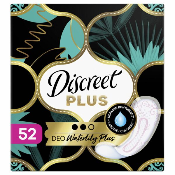 Прокладки женские ежедневные Discreet Plus "Deo Water Lily Plus", трио, 52шт. (ПОД ЗАКАЗ)
