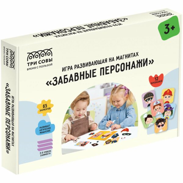 Игра развивающая на магнитах ТРИ СОВЫ "Забавные персонажи", 65 эл.