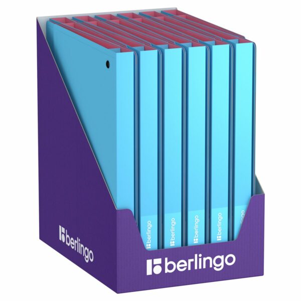 Папка на 4 кольцах Berlingo "Haze" A4, 24мм, 600мкм, D-кольца, с внутр. карманом, голубая, софт-тач