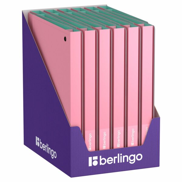 Папка на 4 кольцах Berlingo "Haze" A4, 24мм, 600мкм, D-кольца, с внутр. карманом, розовая, софт-тач