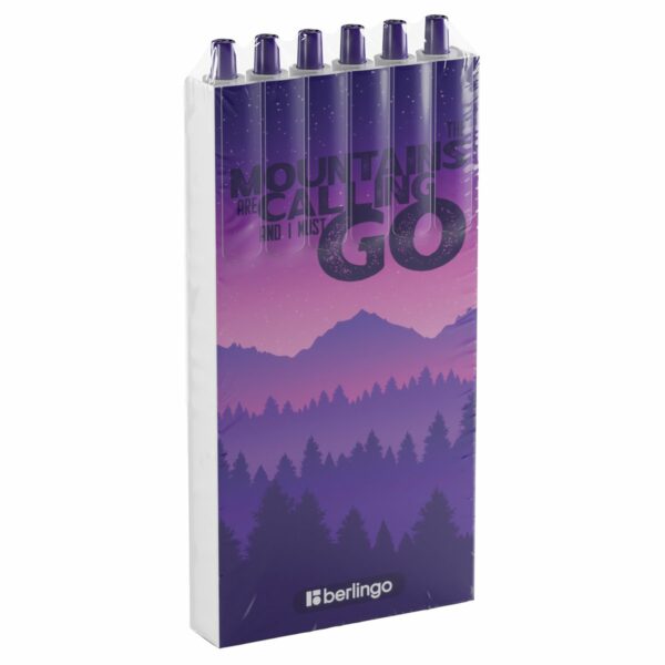 Ручка шариковая автоматическая Berlingo "Scenic" синяя, 0,7мм, грип, рисунок на корпусе,soft touch, 6шт., пластиковый пенал