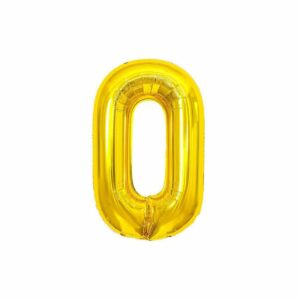 Воздушный шар, 40", MESHU,  цифра 0, золотой, фольгированный