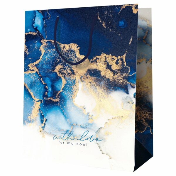Пакет подарочный 18*23*10см MESHU "Мраморный стиль. Синий", ламинированный