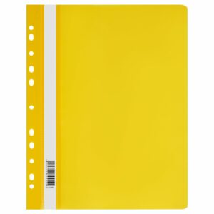 Папка-скоросшиватель пластик. перф. СТАММ А4, 120мкм, желтая с прозр. верхом