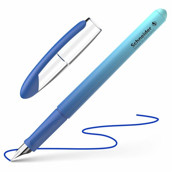 Ручка перьевая Schneider "Voyage caribbean" синяя, 1 картридж, грип, сине-голубой корпус
