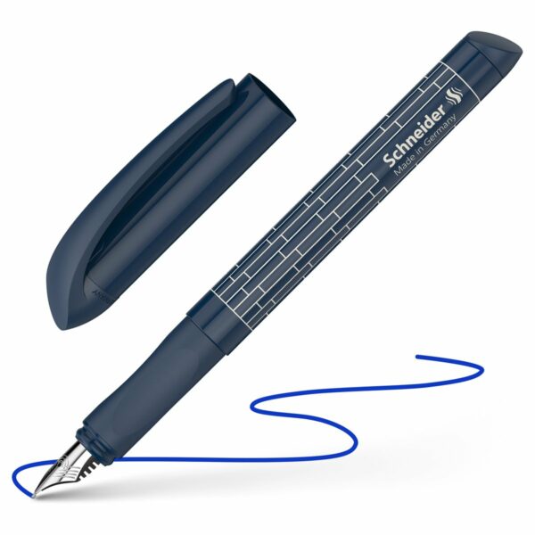 Ручка перьевая Schneider "Easy navy" синяя, 1 картридж, грип, темно-синий корпус