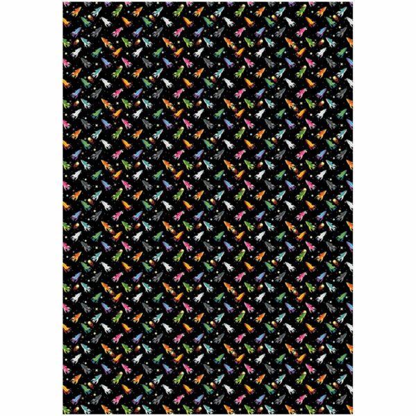 Упаковочная бумага глянц. 70*100см, MESHU "Полет в космос", 80г/м2