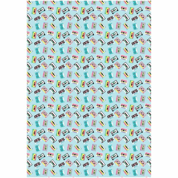 Упаковочная бумага глянц. 70*100см, MESHU "Кассеты", 80г/м2