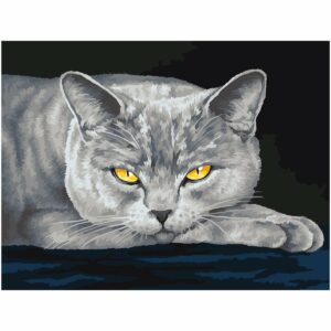 Картина по номерам на холсте ТРИ СОВЫ "Серый кот", 30*40, с акриловыми красками и кистями