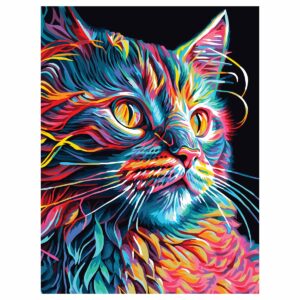 Картина по номерам на холсте ТРИ СОВЫ "Неоновый кот", 30*40, с акриловыми красками и кистями
