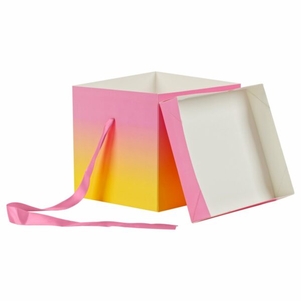 Коробка складная подарочная MESHU "Duotone. Pink-Orange gradient", (15*15*15см), с лентой