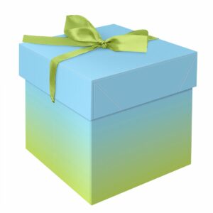 Коробка складная подарочная MESHU "Duotone. Blue-Green gradient", (15*15*15см), с лентой