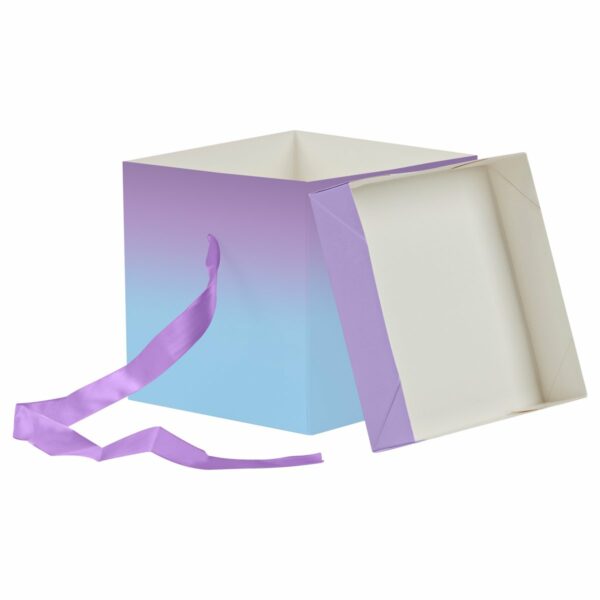 Коробка складная подарочная MESHU "Duotone. Blue-Lilac gradient", (15*15*15см), с лентой