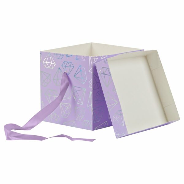 Коробка складная подарочная MESHU "Crystals", (15*15*15см), с лентой, отд.фольгой