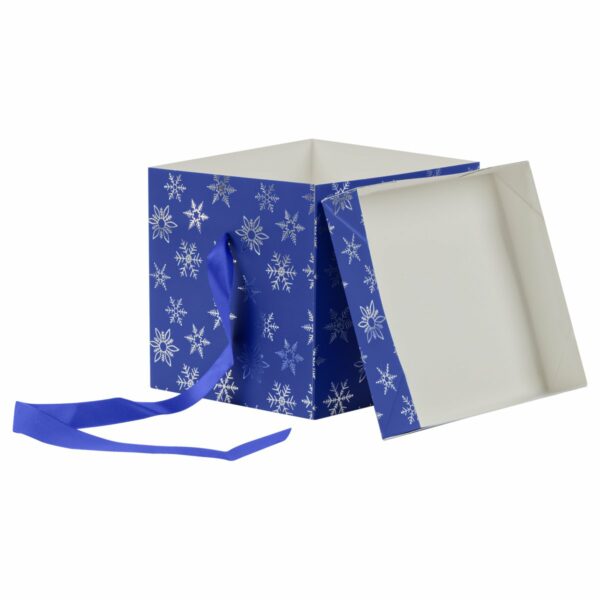 Коробка складная подарочная MESHU "Snowflakes", (15*15*15см), с лентой, отд.фольгой