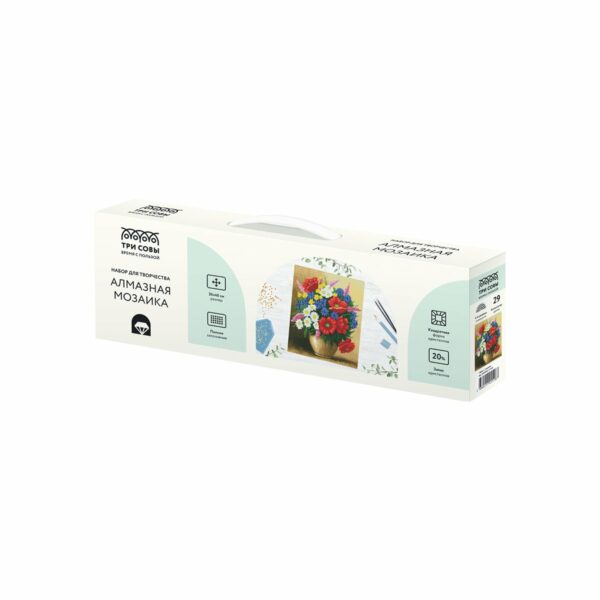 Алмазная мозаика ТРИ СОВЫ "Букет с маками", 30*40см, холст, картонная коробка с пластиковой ручкой