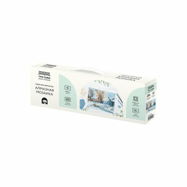 Алмазная мозаика ТРИ СОВЫ "Зима в деревне", 30*40см, холст, картонная коробка с пластиковой ручкой