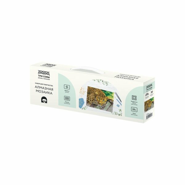 Алмазная мозаика ТРИ СОВЫ "Леопард", 30*40см, холст, картонная коробка с пластиковой ручкой