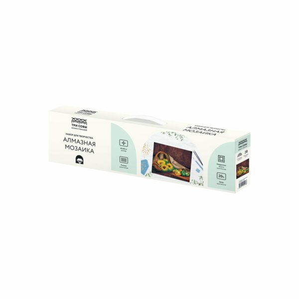 Алмазная мозаика ТРИ СОВЫ "Натюрморт с подсолнухами", 40*50см, холст, картонная коробка с пластиковой ручкой