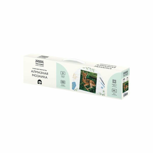 Алмазная мозаика ТРИ СОВЫ "Олененок", 40*50см, холст, картонная коробка с пластиковой ручкой