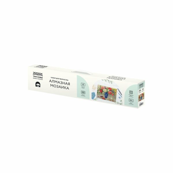 Алмазная мозаика ТРИ СОВЫ "Пионы", 50*70см, холст, картонная коробка с пластиковой ручкой