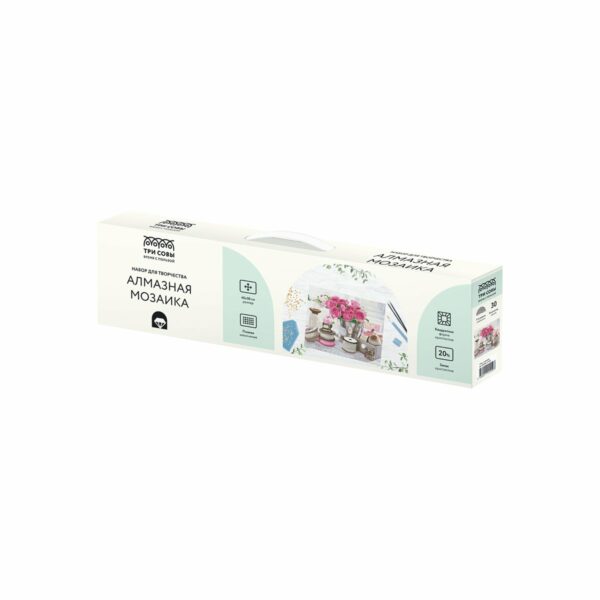 Алмазная мозаика ТРИ СОВЫ "Розы и кружево", 40*50см, холст, картонная коробка с пластиковой ручкой