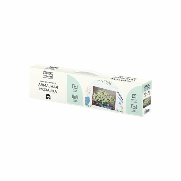 Алмазная мозаика ТРИ СОВЫ "Ромашки", 40*50см, холст, картонная коробка с пластиковой ручкой