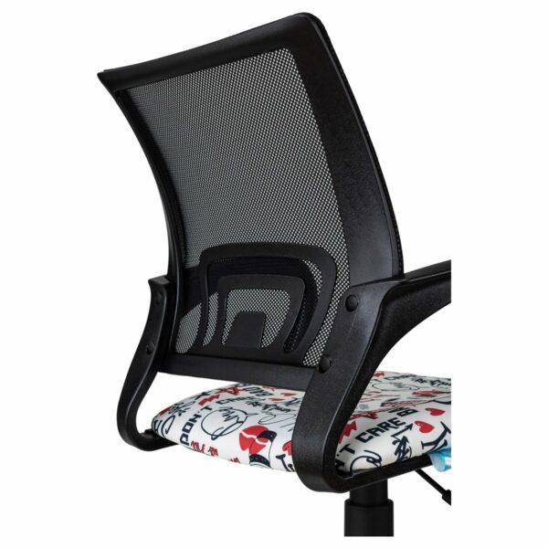 Кресло детское Helmi HL-K95 R (695) "Airy", спинка сетка черная/сиденье ткань с рисунком red lips, пиастра