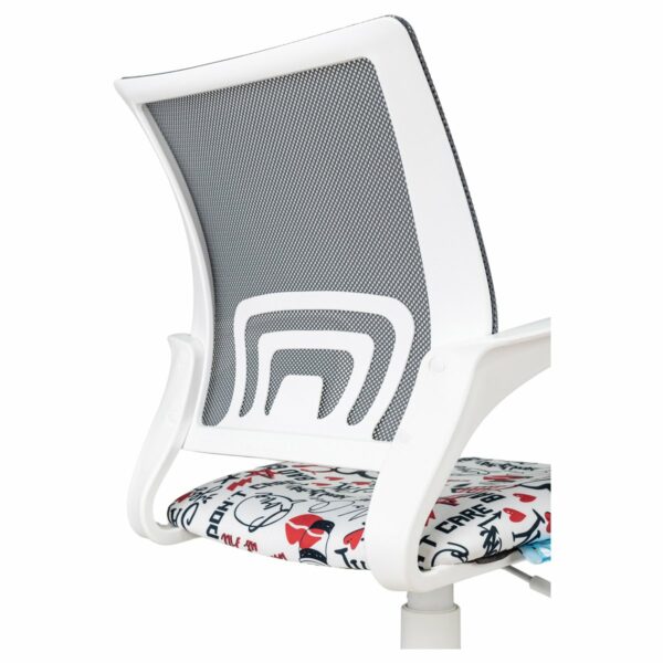 Кресло детское Helmi HL-K95 R (W695) "Airy", спинка сетка серая/сиденье ткань с рисунком red lips, пиастра, пластик белый