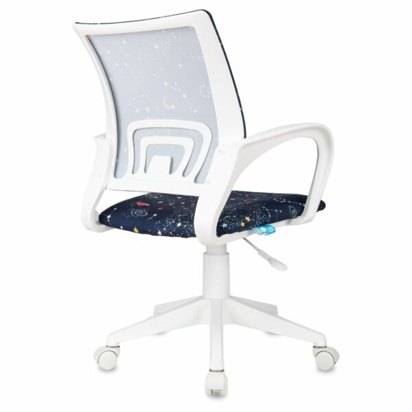 Кресло детское Helmi HL-K95 R (W695) "Airy", спинка сетка/сиденье ткань с рисунком зодиак т.синий, пиастра, пластик белый