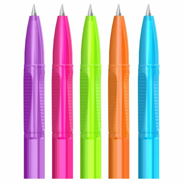 Ручка шариковая Berlingo "Tribase Neon" синяя, 0,7мм, корпус ассорти, 5шт., пакет с европодвесом