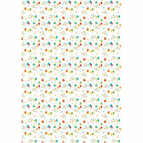 Упаковочная бумага глянц. 70*100см, MESHU "День Рождения", 80г/м2, ассорти 5 дизайнов
