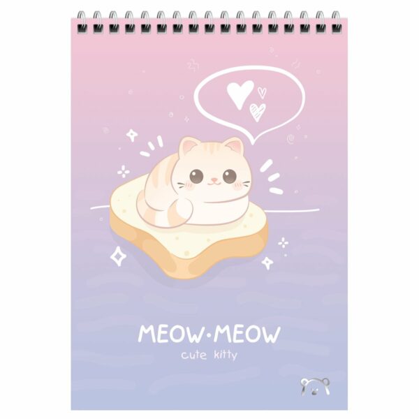 Блокнот А5 60л. на гребне MESHU "Cute kitty", пластиковая обложка