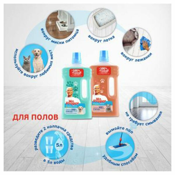 Средство для мытья пола Mr.Proper "Для домов с собаками", Цитрус, жидкий, 500мл (ПОД ЗАКАЗ)
