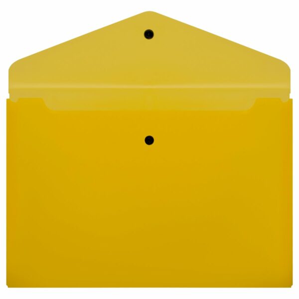 Папка-конверт на кнопке СТАММ А4, 150мкм, пластик, прозрачная, желтая