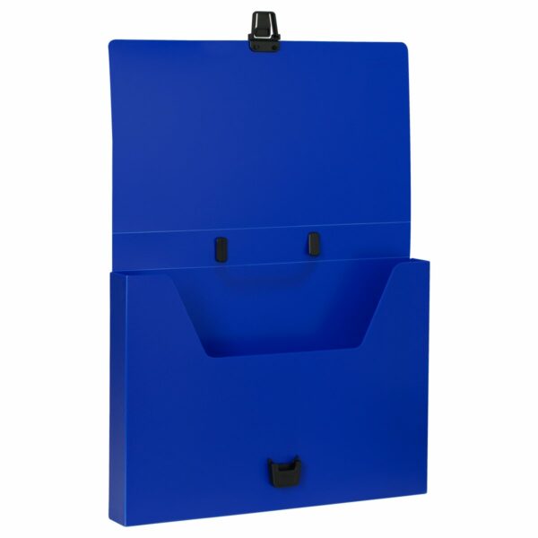 Папка-портфель 1 отделение СТАММ "Стандарт" А4, 1000мкм, на замке, пластик, синяя