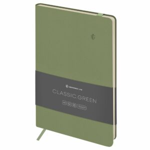 Записная книжка А5 96л. ЛАЙТ, кожзам, Greenwich Line "Classic. Green", с резинкой, блок без линовки